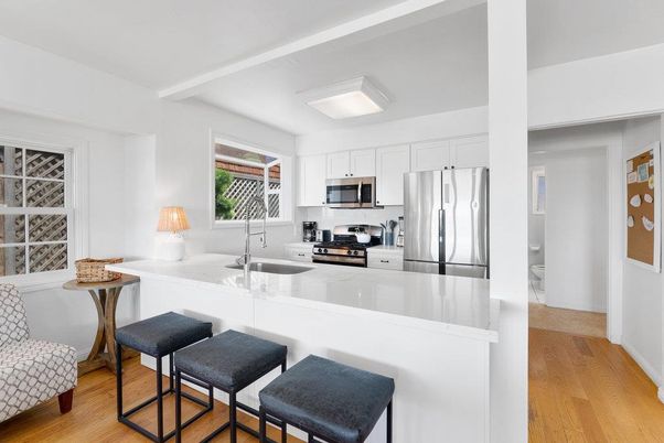 Interior, Kitchen, Stainless Steel Appliances, Wood Texture Flooring