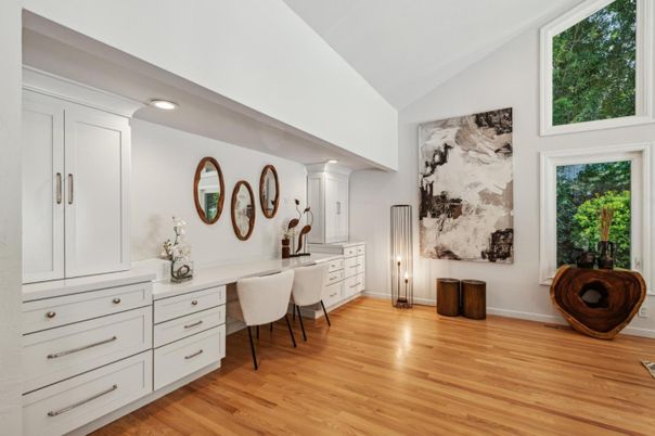 Home Office, Interior, Recessed Lighting, Wood Texture Flooring