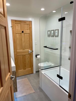 Bathroom, Glass Shower, Interior, Recessed Lighting