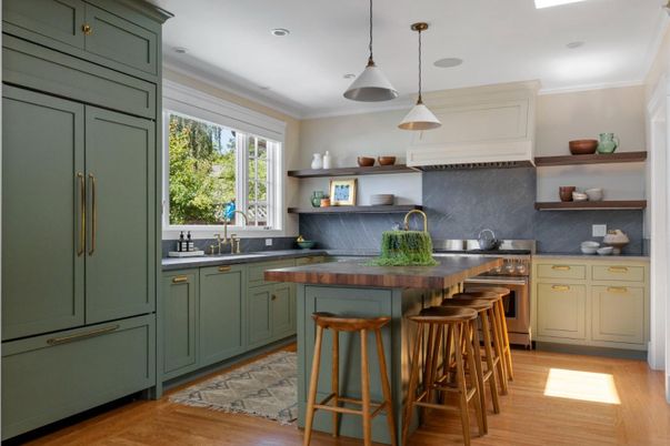 Interior, Kitchen, Pendant Lights, Recessed Lighting, Wood Texture Flooring
