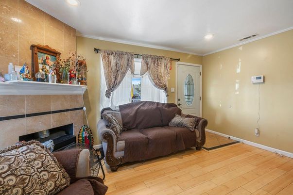 Fireplace, Interior, Recessed Lighting, Wood Texture Flooring