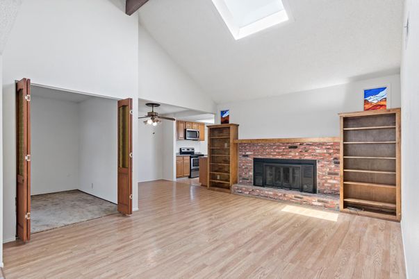 Empty room, Fireplace, Interior, Wood Texture Flooring