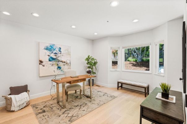 Home Office, Interior, Recessed Lighting, Wood Texture Flooring