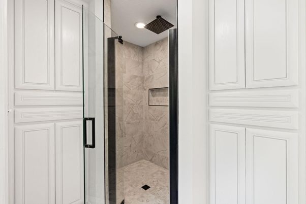 Bathroom, Glass Shower, Interior, Marble Walls