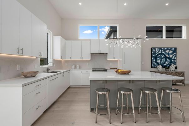 Interior, Kitchen, Pendant Lights, Recessed Lighting, Wood Texture Flooring