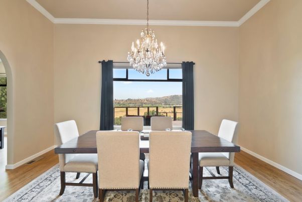 Chandelier, Dining room, Interior, Wood Texture Flooring