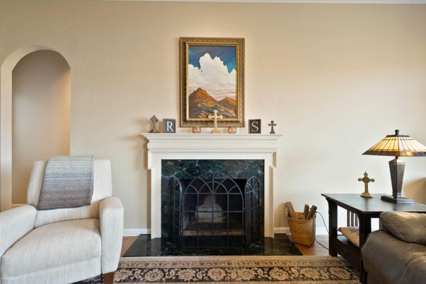 Fireplace, Interior, Wood Texture Flooring