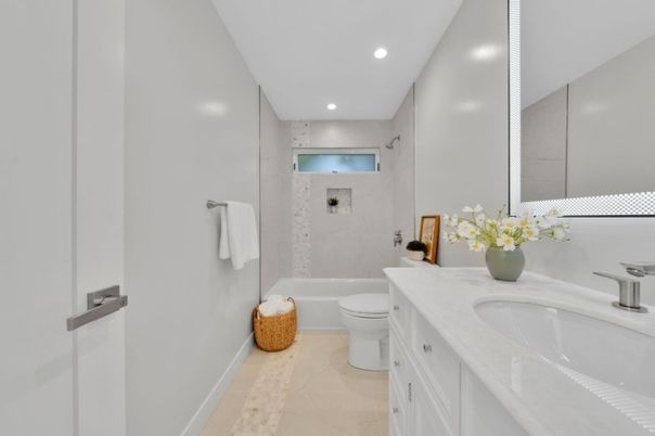 Bathroom, Interior, Marble, Recessed Lighting
