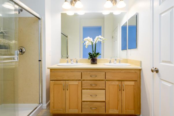 Bathroom, Dual Sink Vanities, Glass Shower, Interior