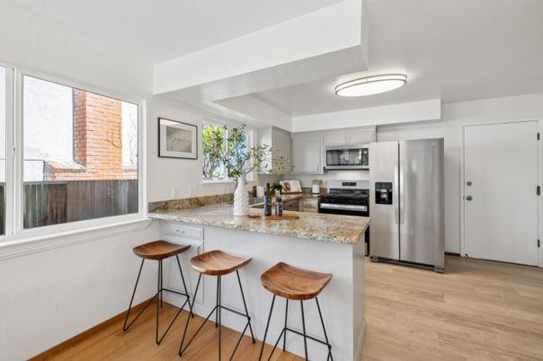 Interior, Kitchen, Stainless Steel Appliances, Wood Texture Flooring