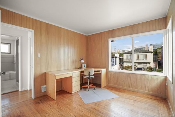 Home Office, Interior, Wood Texture Flooring, Wooden Walls