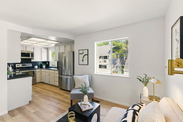 Interior, Kitchen, Stainless Steel Appliances, Wood Texture Flooring