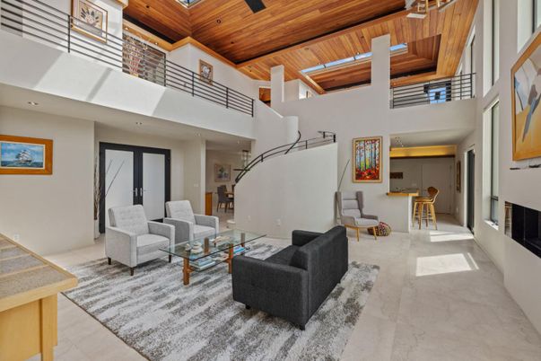 Fireplace, Interior, Living room, Marble, Recessed Lighting, Wooden Beams, Wooden Ceilings
