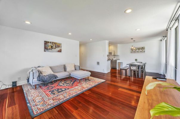 Dining room, Interior, Pendant Lights, Recessed Lighting, Wood Texture Flooring