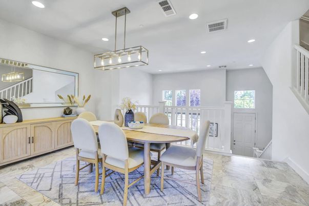 Dining room, Interior, Marble, Pendant Lights, Recessed Lighting