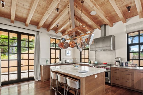 Interior, Kitchen, Stainless Steel Appliances, Wooden Beams, Wooden Ceilings, Wood Texture Flooring