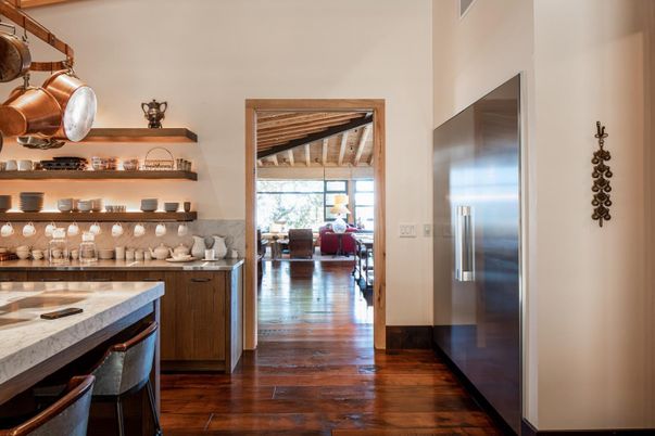 Interior, Kitchen, Stainless Steel Appliances, Wood Texture Flooring