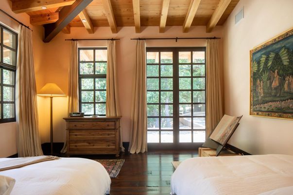 Bedroom, Interior, Recessed Lighting, Wooden Beams, Wooden Ceilings, Wood Texture Flooring
