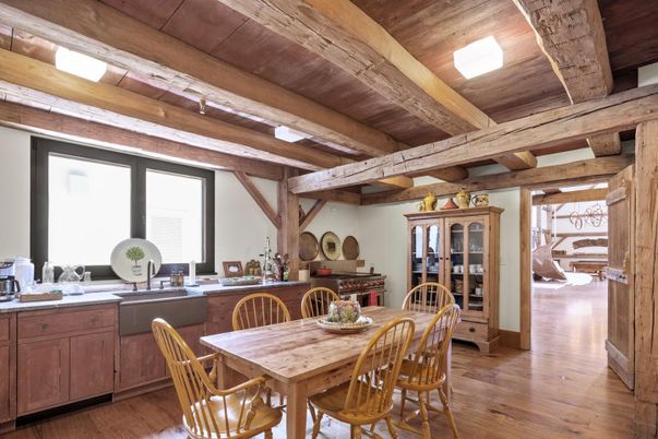 Dining room, Interior, Wooden Beams, Wooden Ceilings, Wood Texture Flooring