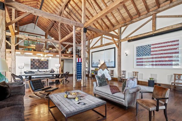 Chandelier, Dining room, Interior, Living room, Pendant Lights, Wooden Beams, Wooden Ceilings, Wood Texture Flooring