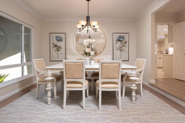 Chandelier, Dining room, Interior, Recessed Lighting, Wood Texture Flooring