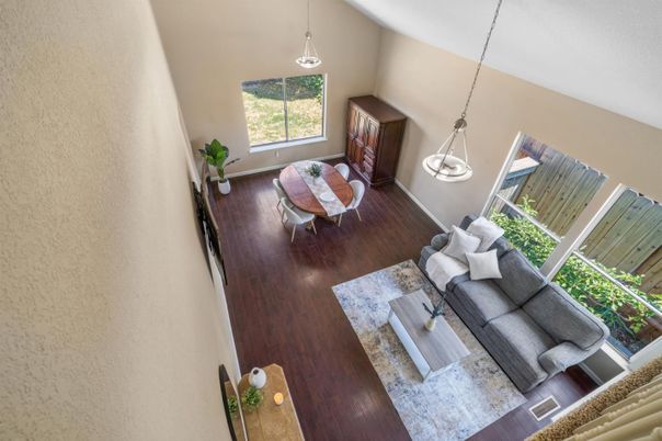 Interior, Living room, Pendant Lights, Wood Texture Flooring