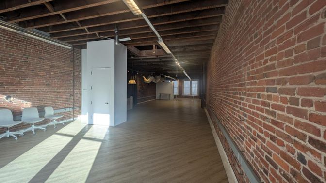 Empty room, Interior, Stone Walls, Wooden Beams, Wood Texture Flooring