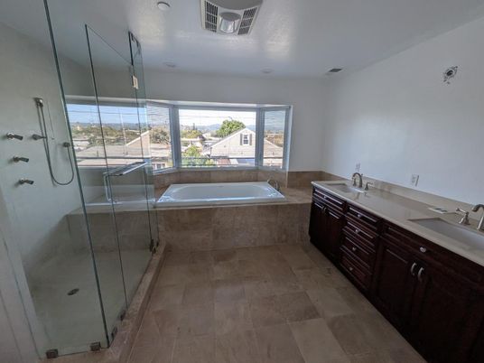 Bathroom, Dual Sink Vanities, Glass Shower, Interior