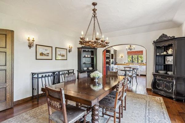 Chandelier, Dining room, Interior, Wood Texture Flooring