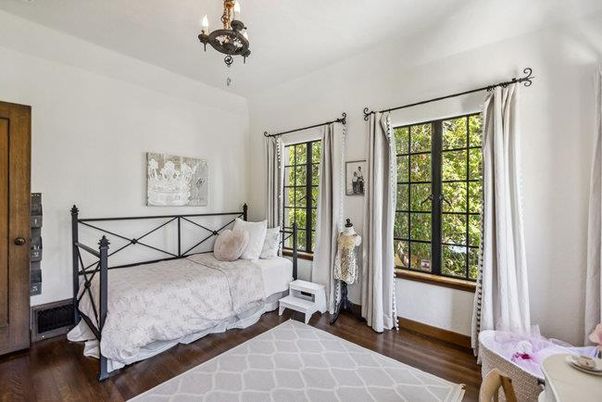 Bedroom, Chandelier, Interior, Wood Texture Flooring