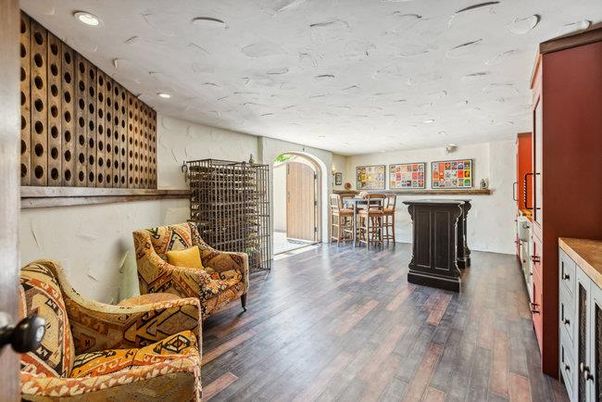 Dining room, Fireplace, Interior, Recessed Lighting, Wood Texture Flooring