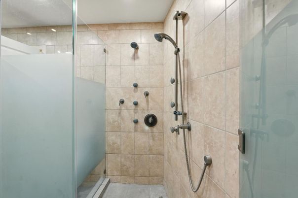 Bathroom, Glass Shower, Interior, Recessed Lighting