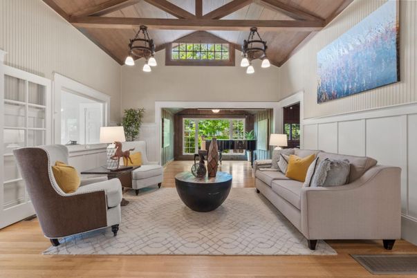 Interior, Living room, Pendant Lights, Wooden Beams, Wooden Ceilings, Wood Texture Flooring