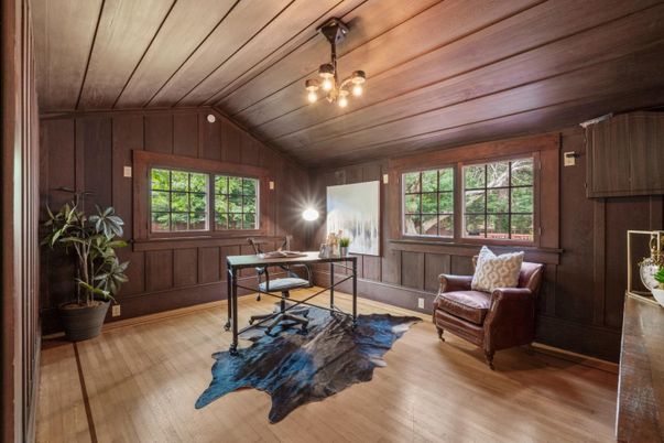 Home Office, Interior, Wooden Ceilings, Wood Texture Flooring, Wooden Walls