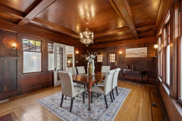 Chandelier, Dining room, Interior, Wooden Beams, Wooden Ceilings, Wood Texture Flooring, Wooden Walls