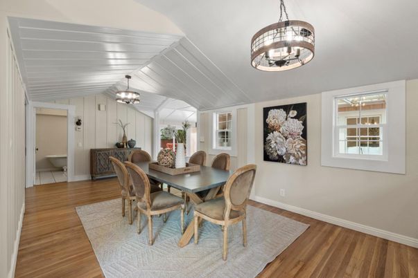 Chandelier, Dining room, Interior, Wood Texture Flooring