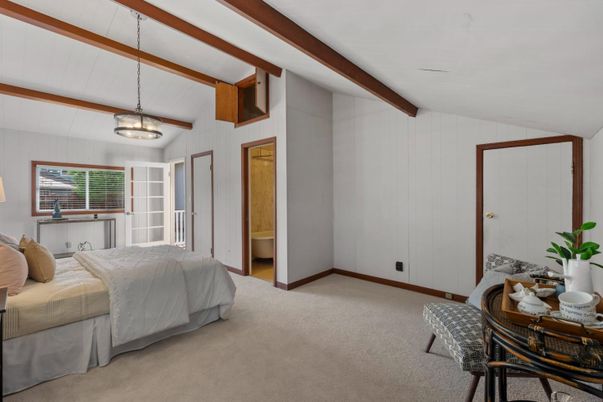 Bedroom, Interior, Pendant Lights, Wooden Beams