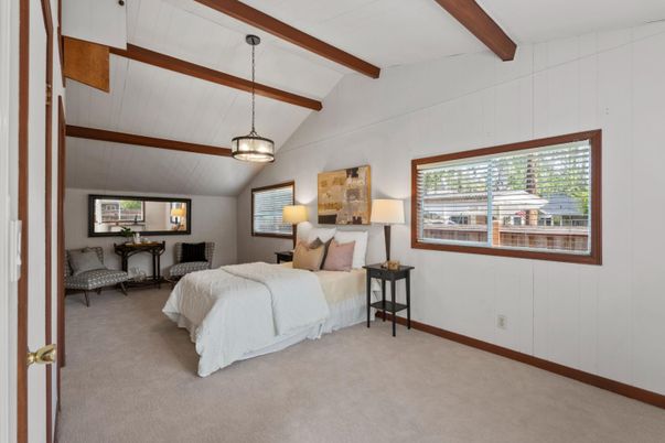 Bedroom, Interior, Pendant Lights, Wooden Beams