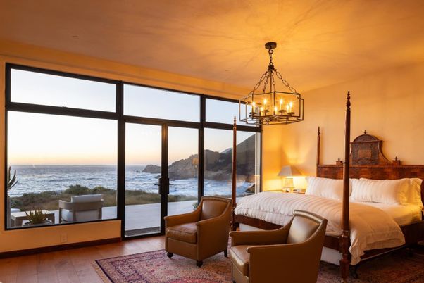 Bedroom, Chandelier, Interior, Pendant Lights, Water, Wood Texture Flooring