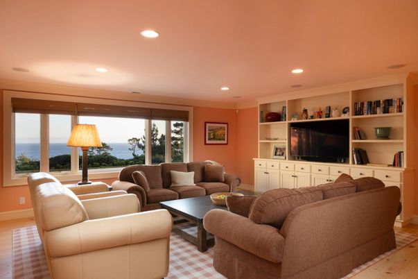 Interior, Living room, Recessed Lighting, Water, Wood Texture Flooring