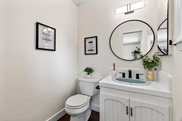 Bathroom, Interior, Tile Countertops, Wood Texture Flooring