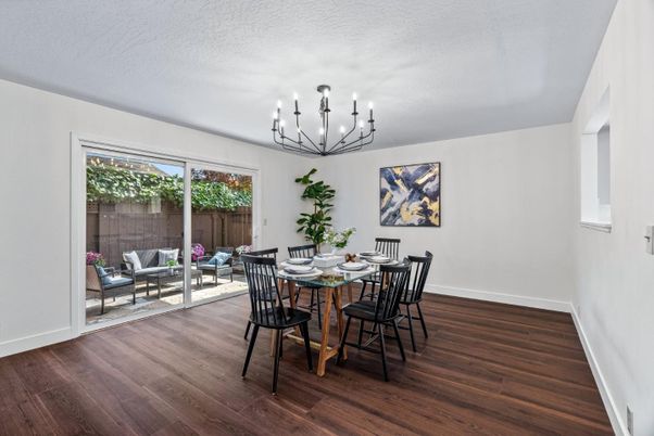 Chandelier, Dining room, Interior, Wood Texture Flooring