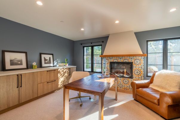 Fireplace, Home Office, Interior, Recessed Lighting