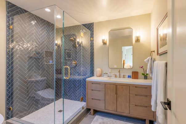 Bathroom, Glass Shower, Interior, Recessed Lighting