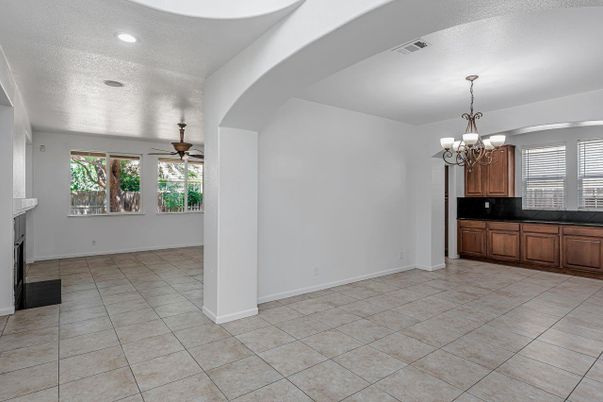 Chandelier, Empty room, Fireplace, Interior, Recessed Lighting