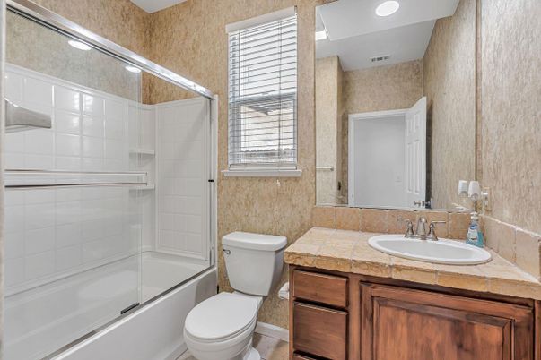 Bathroom, Glass Shower, Interior, Recessed Lighting, Tile Countertops