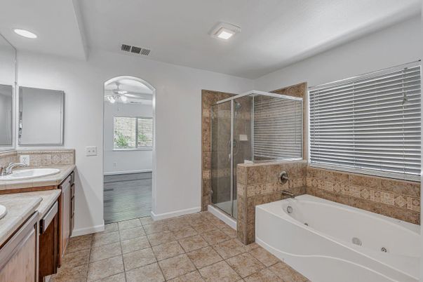 Bathroom, Dual Sink Vanities, Glass Shower, Interior, Recessed Lighting