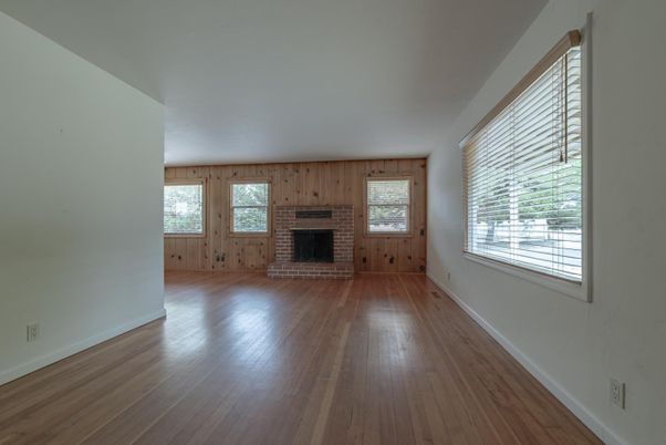 Empty room, Fireplace, Interior, Wood Texture Flooring, Wooden Walls