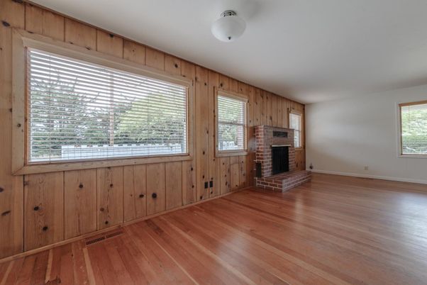 Empty room, Fireplace, Interior, Wood Texture Flooring, Wooden Walls