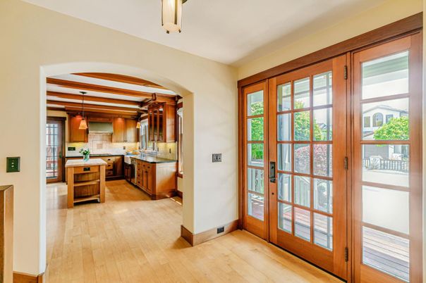 Interior, Kitchen, Pendant Lights, Wooden Beams, Wood Texture Flooring